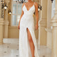 LOVE&amp;LEMONADE Sexy White Deep V-Neck Tube Top Sling Sleeveless Split A-Line Party Maxi Dress LM84326