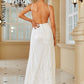 LOVE&amp;LEMONADE Sexy White Deep V-Neck Tube Top Sling Sleeveless Split A-Line Party Maxi Dress LM84326