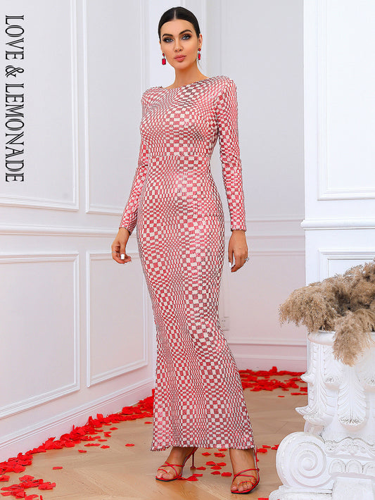 LOVE&amp;LEMONADE Sexy White Square Collar Bodycon Long Sleeve Sequin Prom Maxi Dress LM81238-3B