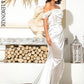 LOVE &amp; LEMONADE Sexy White  Tube Top With Split Trailing Maxi Dress LM82060