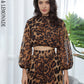 LOVE &amp; LEMONADE  Stand Lantern Sleeve  Leopard Chiffon Blouse  LM81500