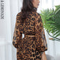 LOVE &amp; LEMONADE  Stand Lantern Sleeve  Leopard Chiffon Blouse  LM81500