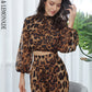 LOVE &amp; LEMONADE  Stand Lantern Sleeve  Leopard Chiffon Blouse  LM81500