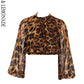 LOVE &amp; LEMONADE  Stand Lantern Sleeve  Leopard Chiffon Blouse  LM81500