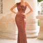 LOVE&amp;LEMONADE Tube Top Strapless Sexy Dark Brown Reflective Elastic Material Bodycon Party Maxi Dress LM82510