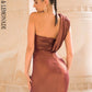 LOVE&amp;LEMONADE Tube Top Strapless Sexy Dark Brown Reflective Elastic Material Bodycon Party Maxi Dress LM82510