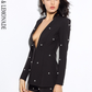 LOVE&amp;LEMONADE V-Neck Nail Together Two-Pieces Sets Black/ Gary/Red LM80316-4
