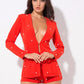 LOVE&amp;LEMONADE V-Neck Nail Together Two-Pieces Sets Black/ Gary/Red LM80316-4
