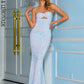 LOVE&amp;LEMONADE White Tube Top Cut Out Boydcon Velvet Sequins Prom Maxi Dress LM83861